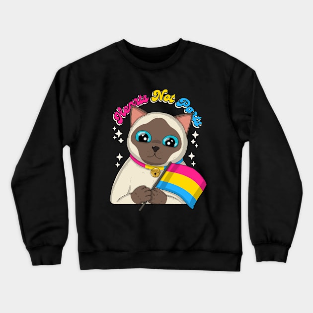 Hearts Not Parts Pansexual Pride Crewneck Sweatshirt by Japanese Neko